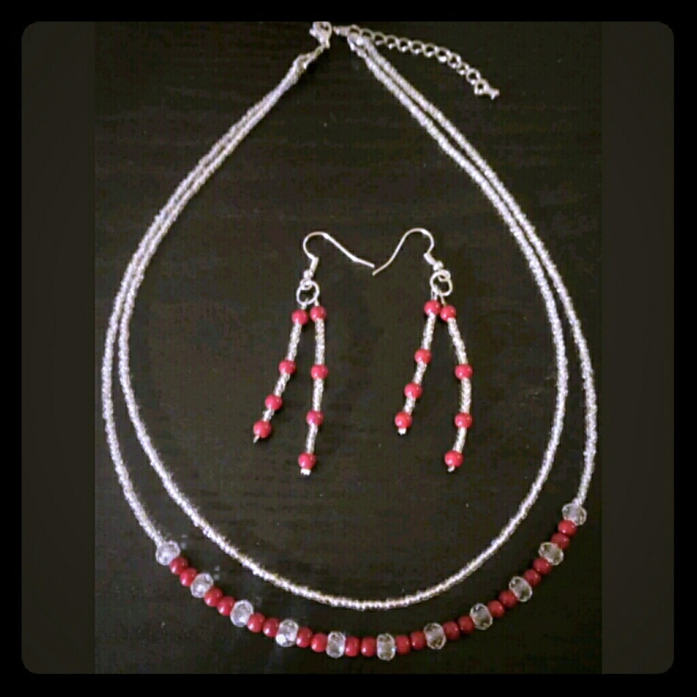 Kids handmade necklace earring set.